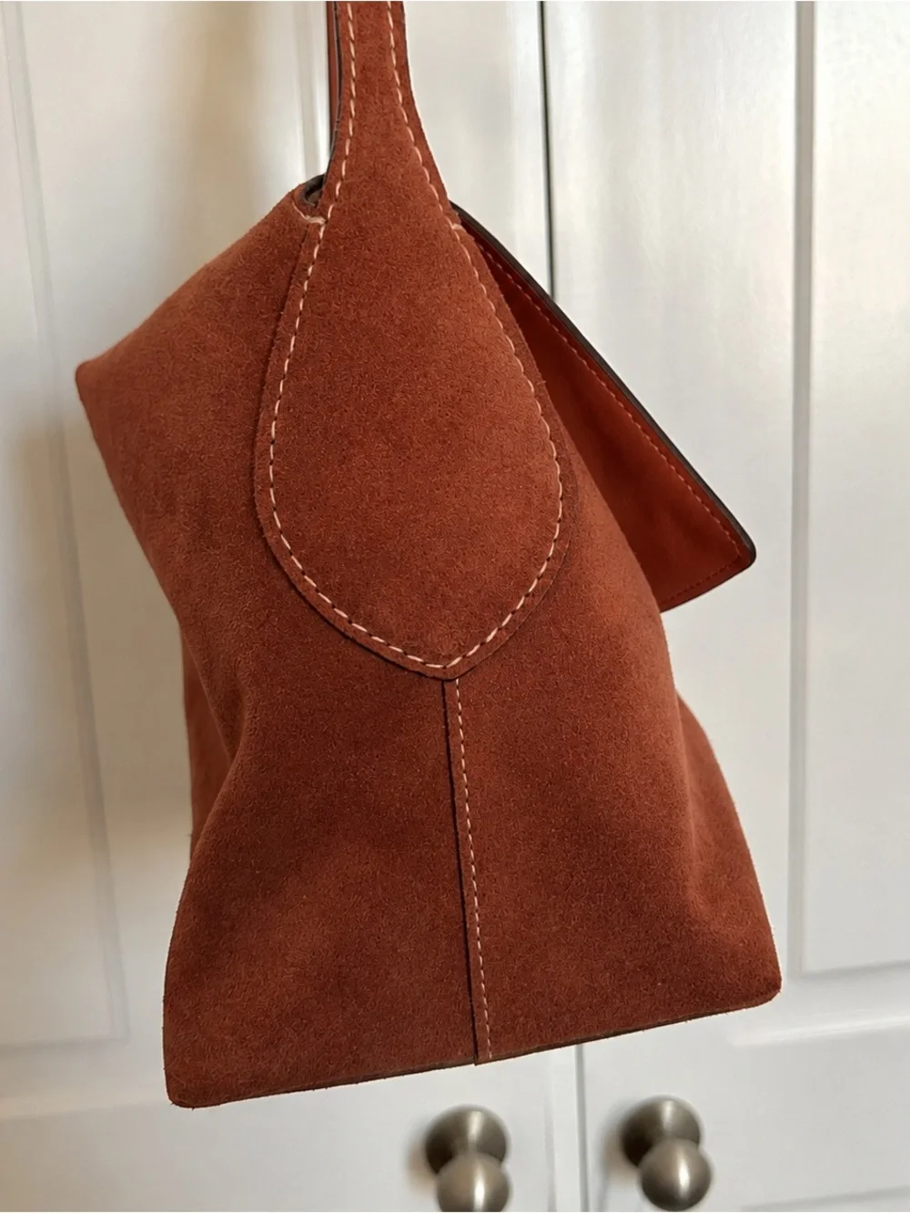 Coach Suede Shoulder Bag in Rust Brown